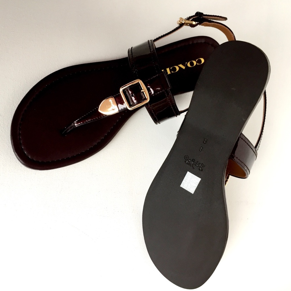 SALE New COACH Cassidy Leather Sandals - Picture 5 of 8
